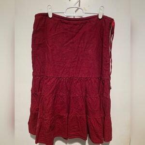 GAP Deep Red Tiered A-Line Skirt